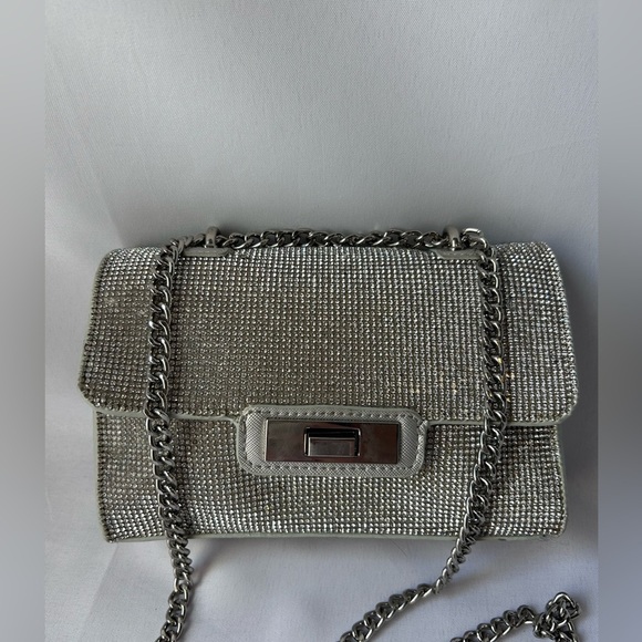 Steve Madden Wonders Diamante Cross Body Bag In Silver - Picture 4 of 10